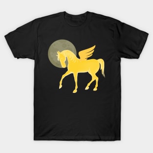 Golden Unicorn, Beautiful Unicorn, Wings, Moon, Pegasus T-Shirt